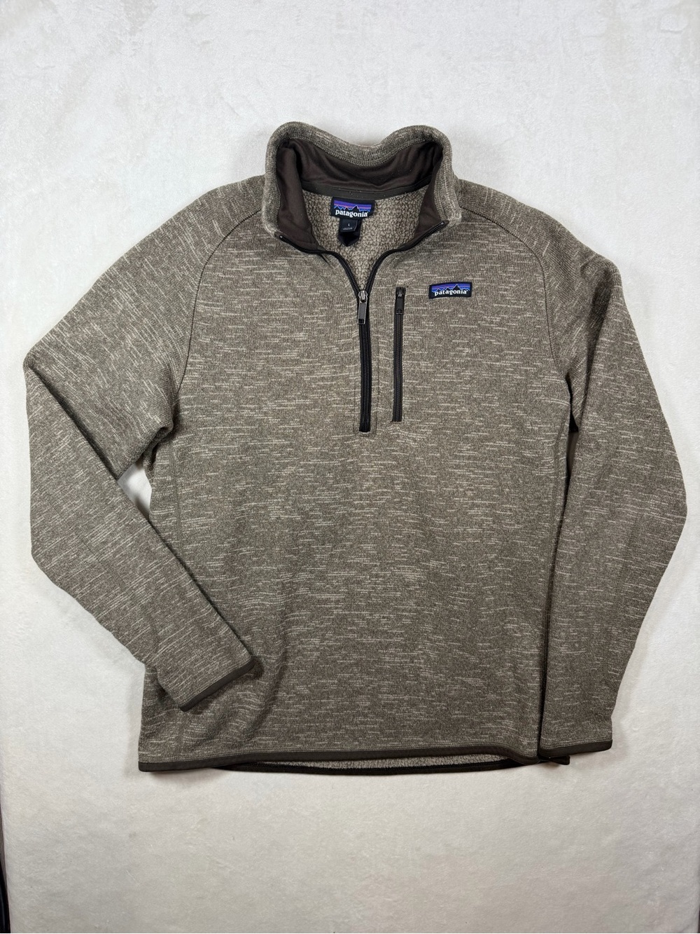 Patagonia Size Large Heathered Better Sweater Brown Quarter-Zip Pullover Sweater